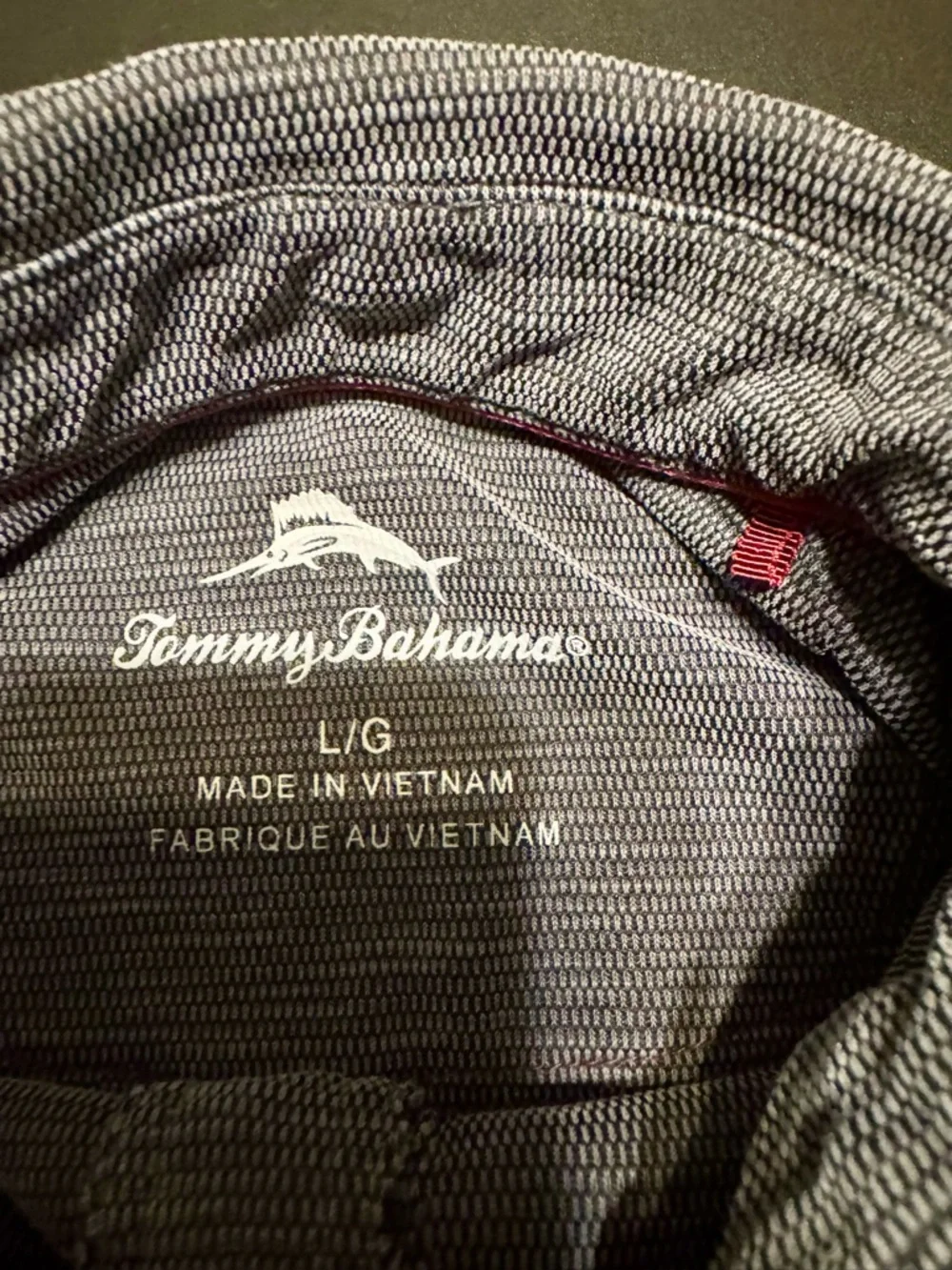 Tommy Bahama Gray Textured Polo Shirt Mens Large Casual Island Style - Picture 3 of 6